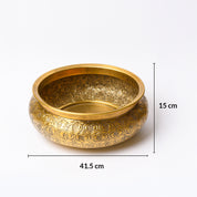 VON CASA Decorative Bowl – Golden Hammered Design