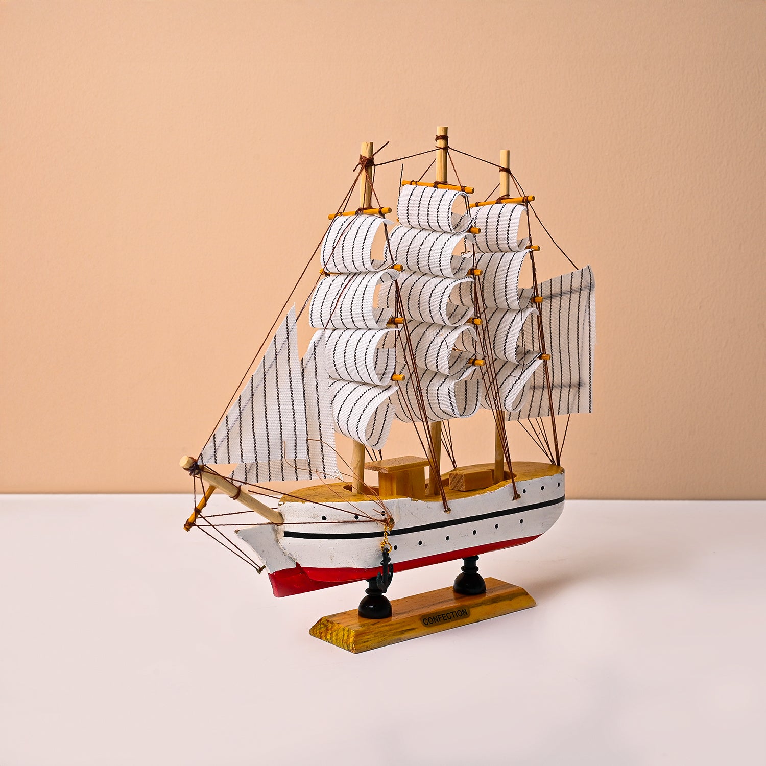 Decorative Boat (Wooden, Red & White – Nautical Design)