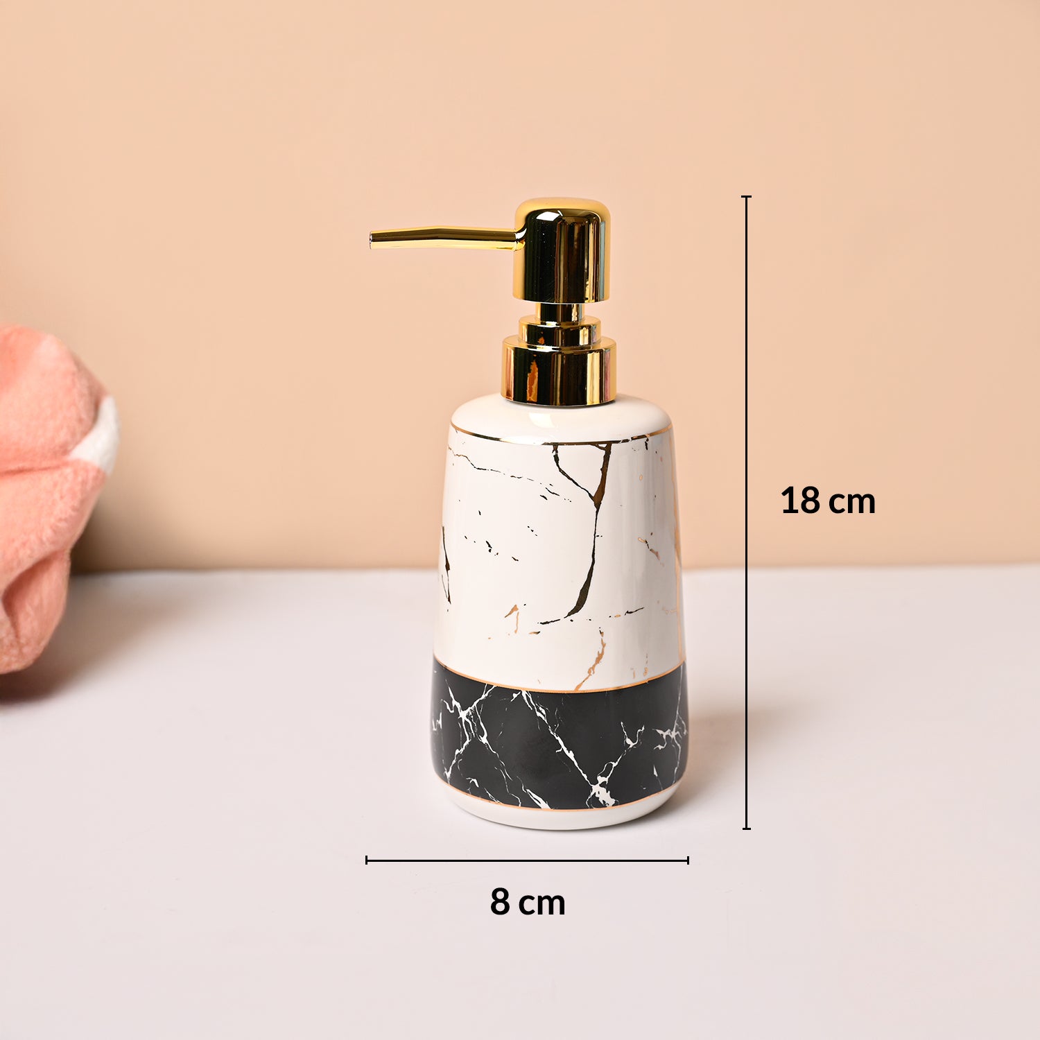 Ceramic Bathroom Set of 4 – White & Black Marble Finish