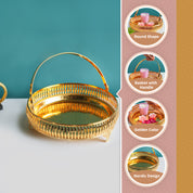 MARKET99 Golden Round Nordic Basket With Handle