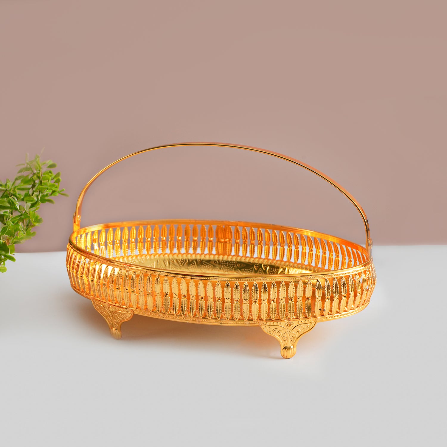 MARKET99 Golden Oval Nordic Basket With Handle