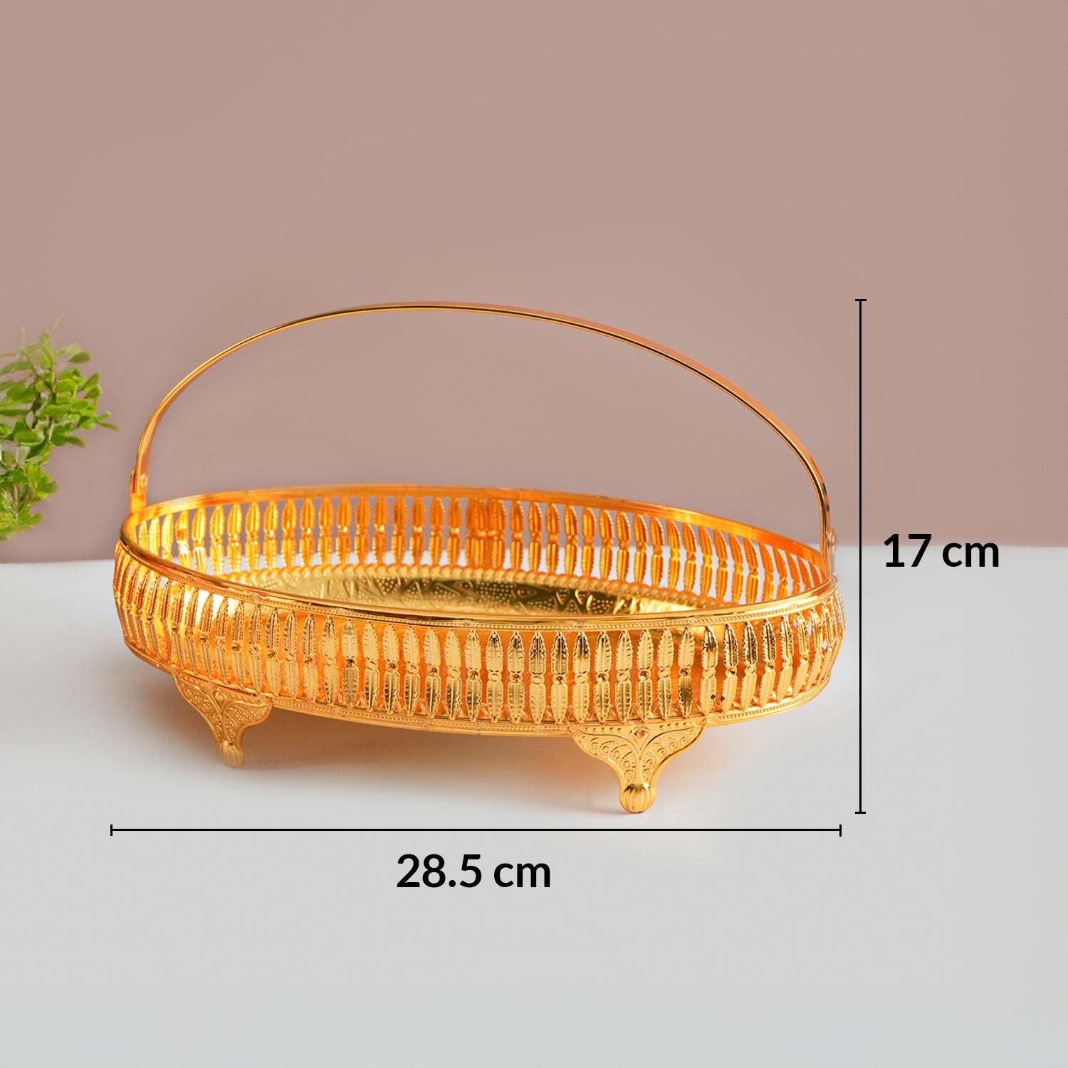 MARKET99 Golden Oval Nordic Basket With Handle