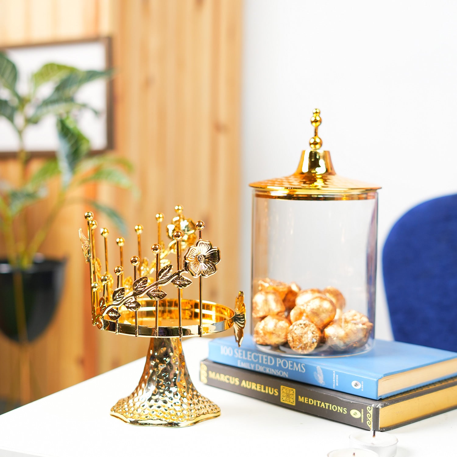MARKET99 Glossy Golden Iron Candy Bowl (14.5 x 30.5cm)