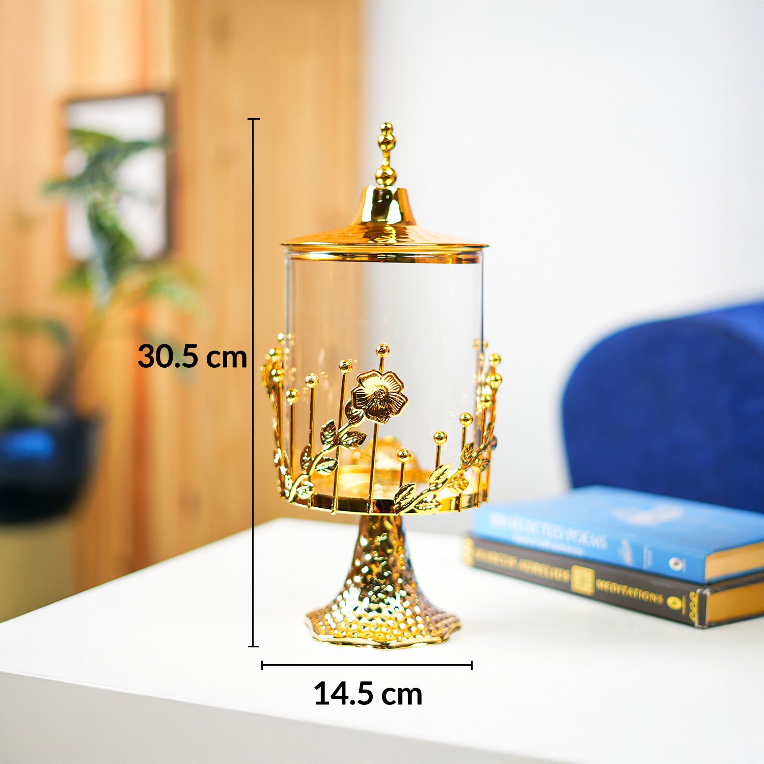 MARKET99 Glossy Golden Iron Candy Bowl (14.5 x 30.5cm)