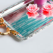 MARKET99 Iron Decorative Tray with Silver & Gold Handle