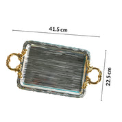 MARKET99 Iron Decorative Tray with Silver & Gold Handle