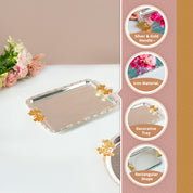 MARKET99 Rectangular Iron Decorative Tray with Silver & Gold Handle