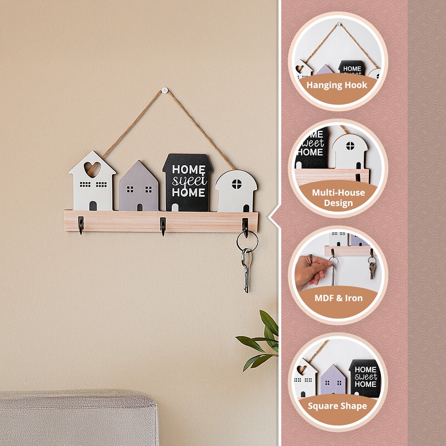 MARKET99 24 x 10cm Multi-Color House Hanging Hooks