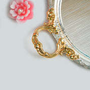 MARKET99 Glossy Oval Decorative Tray with Gold/Silver Handles