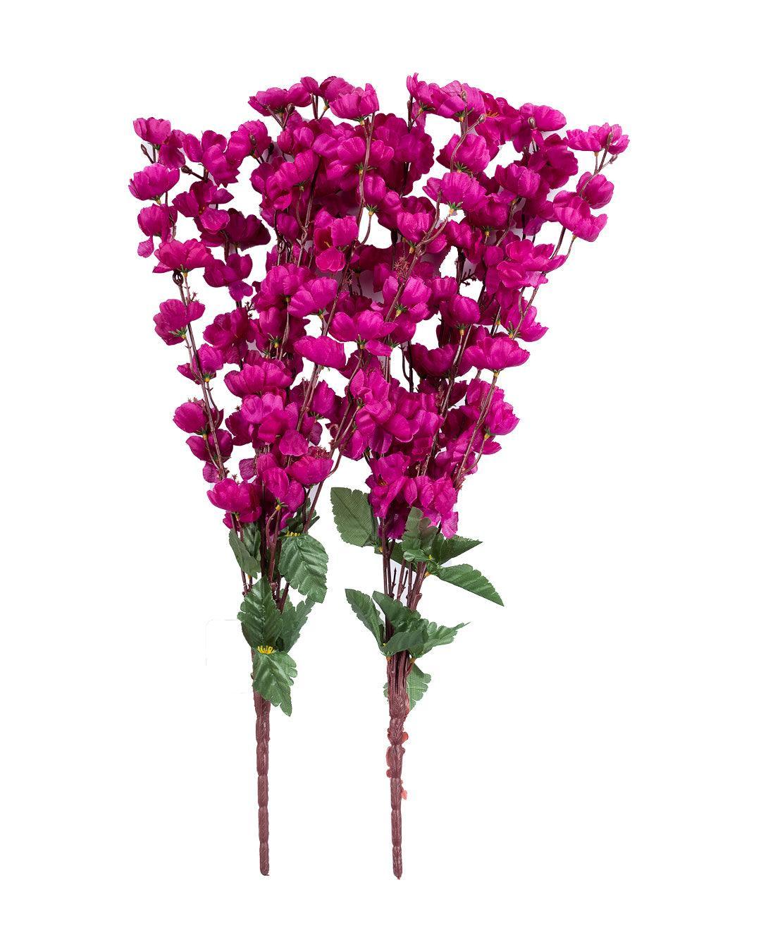 Artificial Flower Plant, Cherry Blossom, Polyester, Purple, Set of 2 - MARKET 99