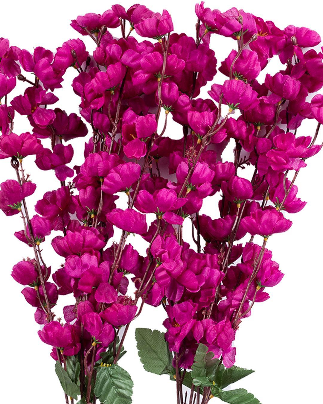 Artificial Flower Plant, Cherry Blossom, Polyester, Purple, Set of 2 - MARKET 99