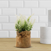 Artificial Flower Plant with Sack Bag, Green, Jute & Plastic - MARKET 99