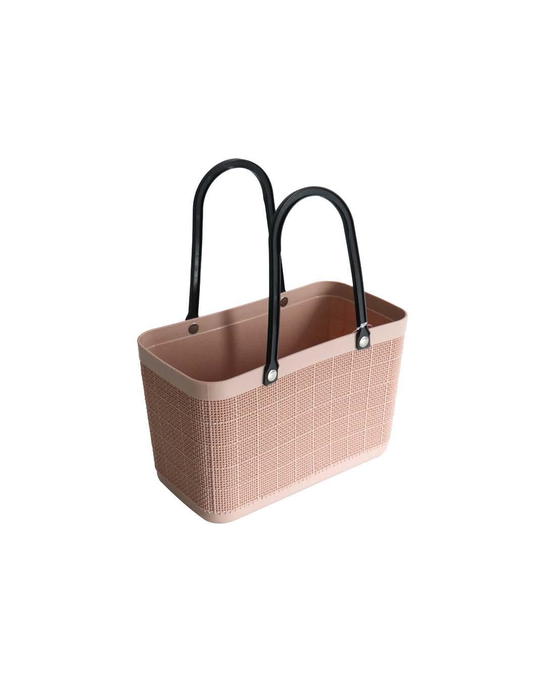 Basket Bag with Handles, Peach, Plastic - MARKET 99