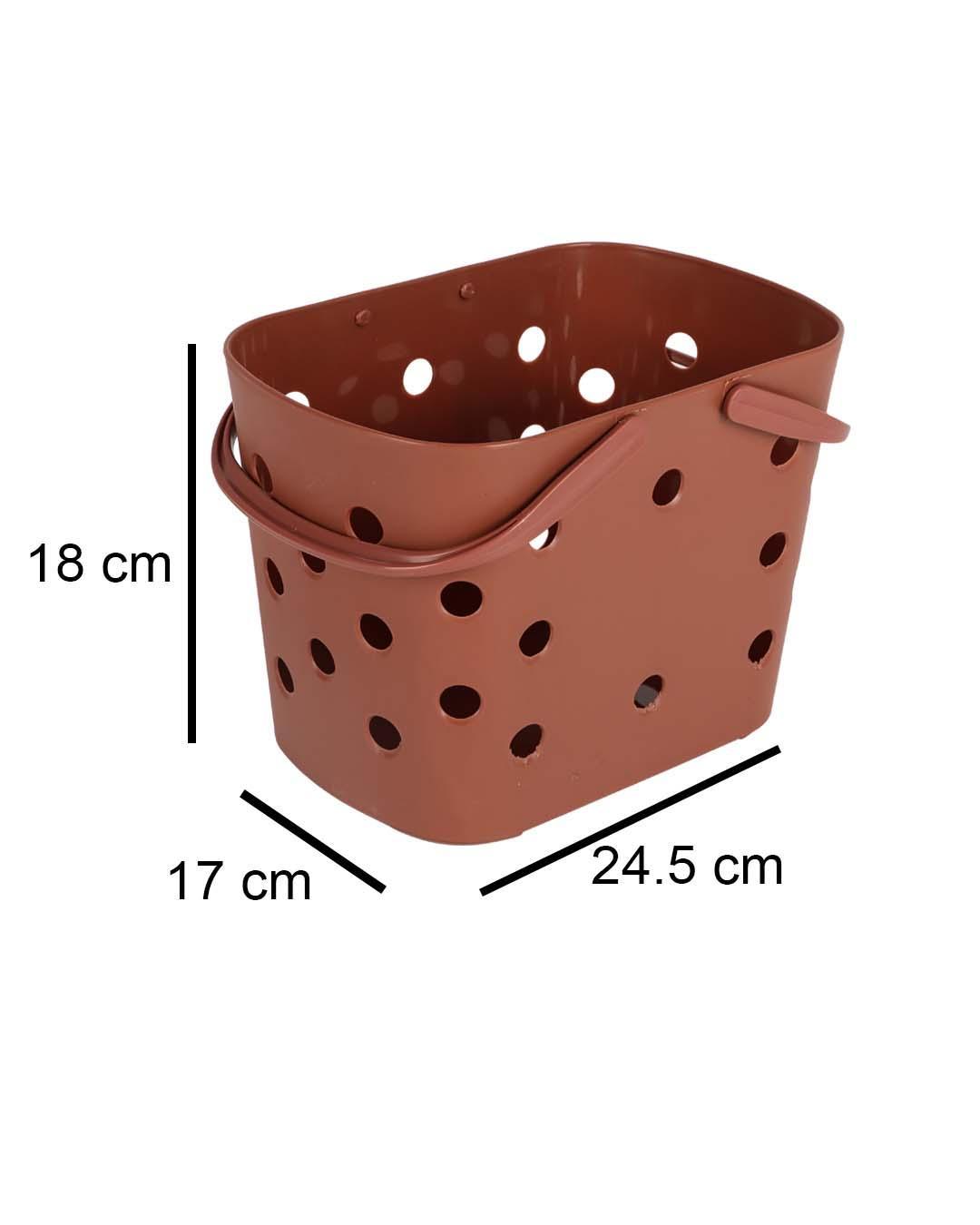 Basket with Handles, Brown, Plastic - MARKET 99