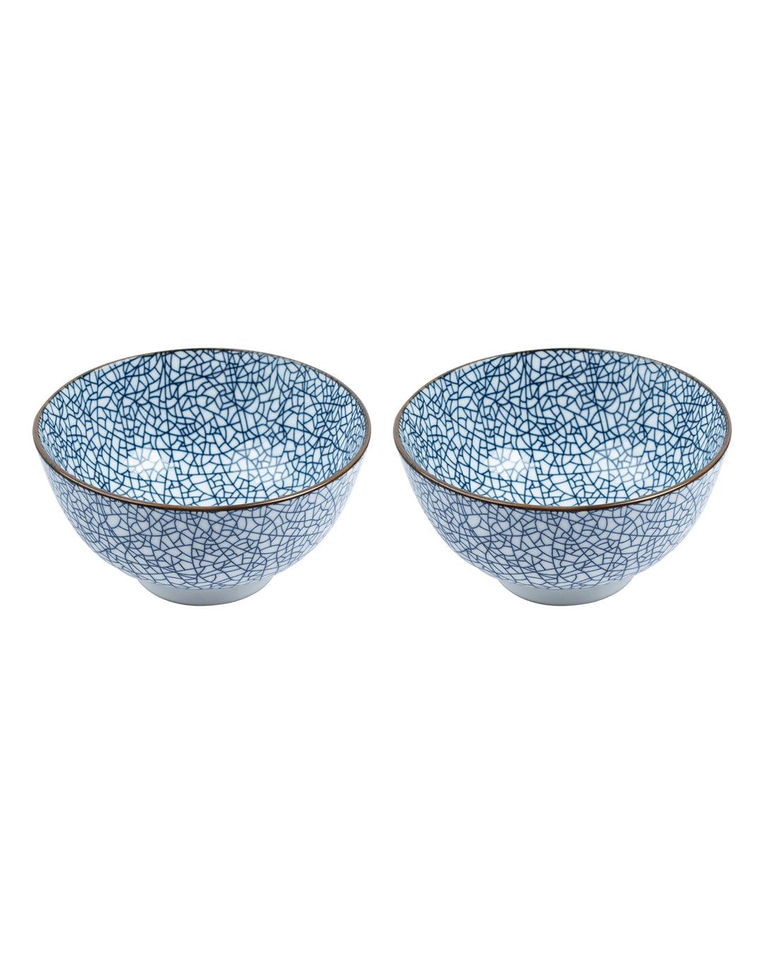 Bowls, Glossy Finish, Royal Blue, Ceramic, Set of 2, 300 mL - MARKET 99