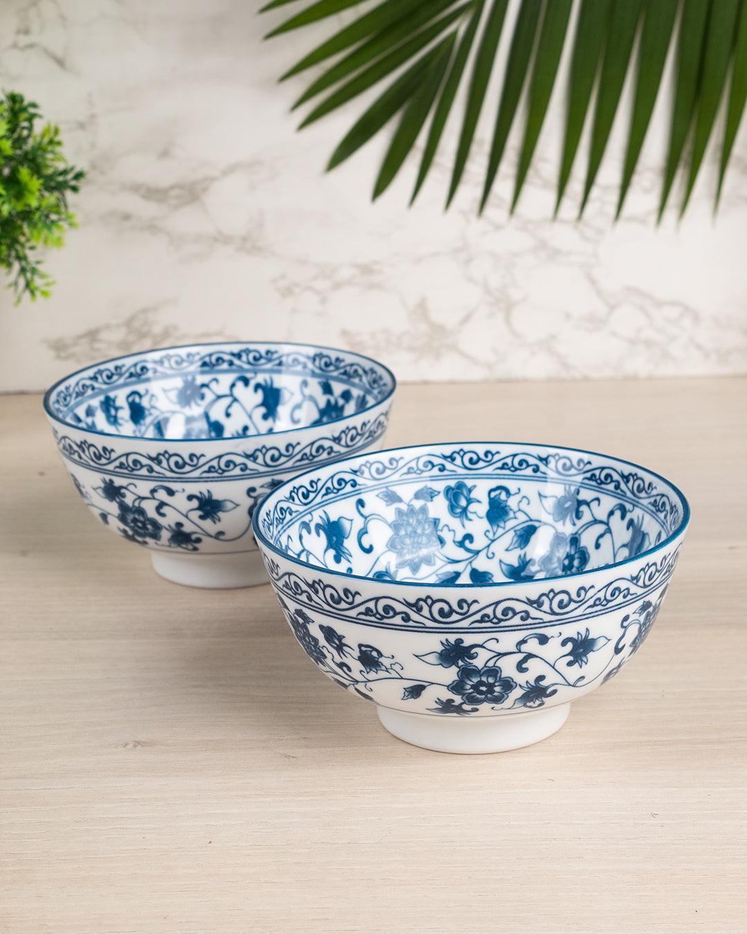 Bowls, Glossy Finish, Royal Blue, Ceramic, Set of 2, 300 mL - MARKET 99