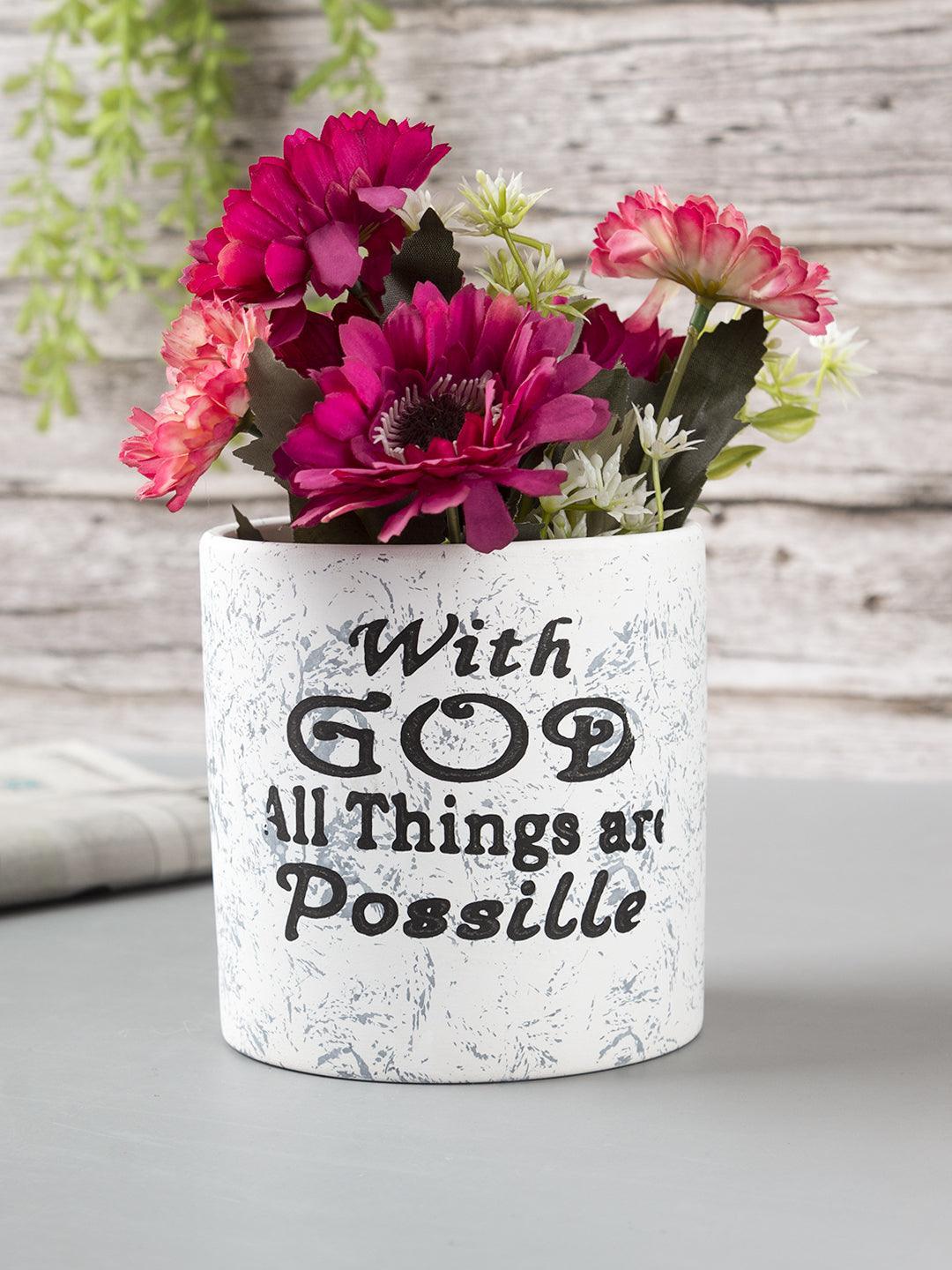 Ceramic, Table Planter, Quirky Quotes, Matt : Finish, Multicolor
