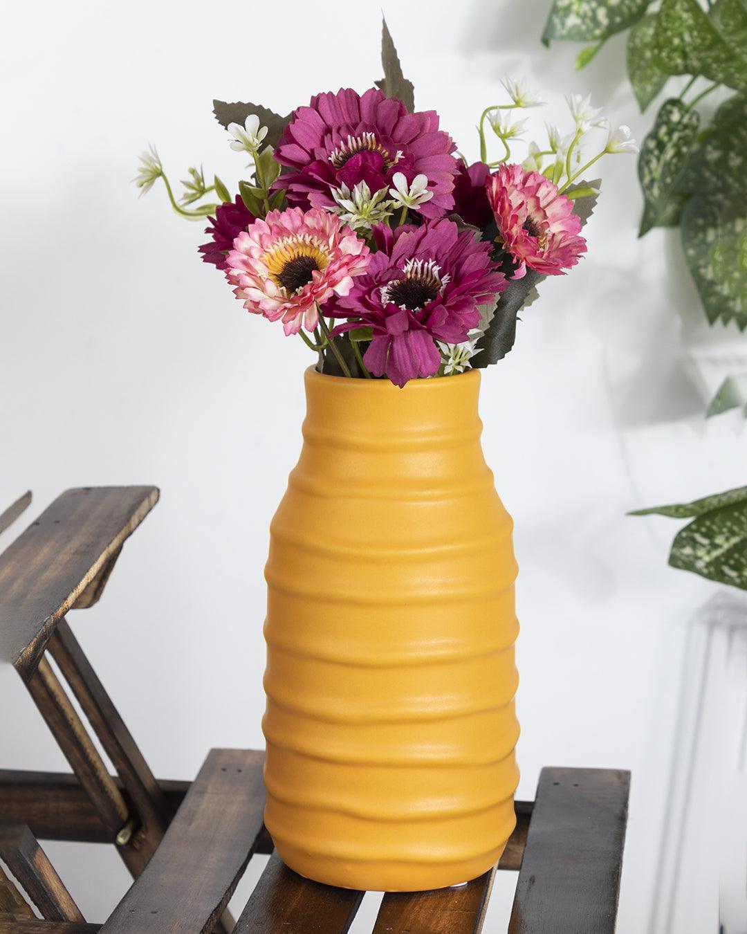 Ceramic, Vase, Engraved, Glossy : Finish, Multicolor