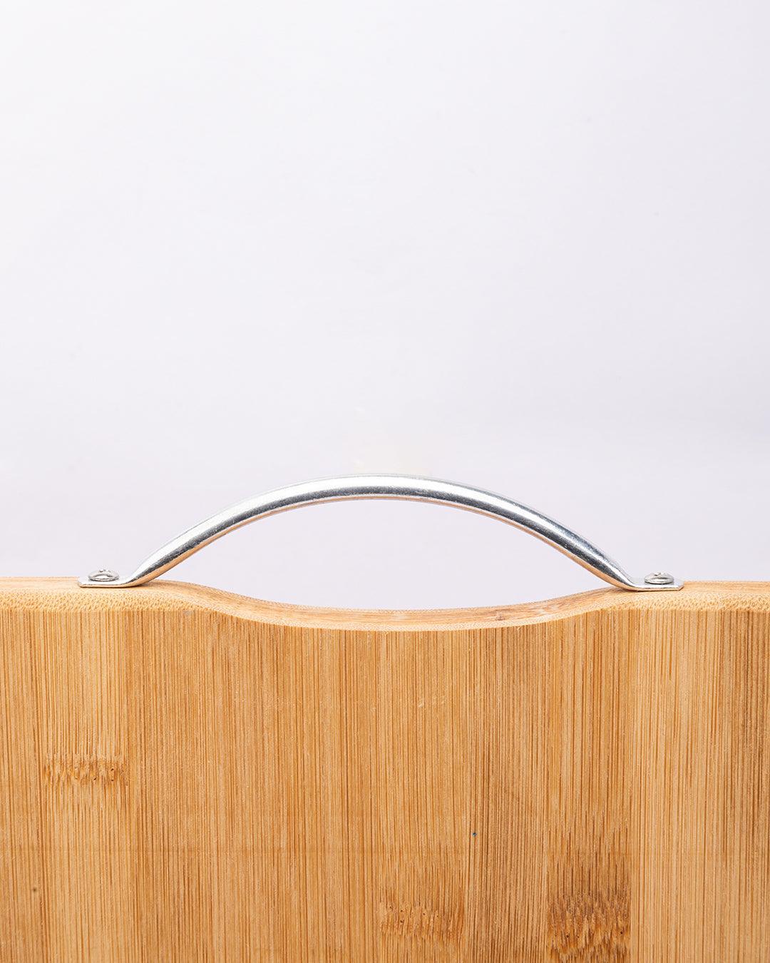 Chopping Board, with Metal Handle, Natural Wood Colour, Bamboo - MARKET 99