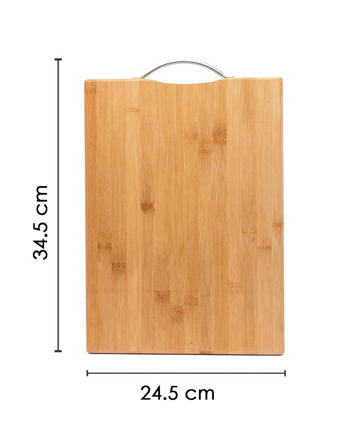 Chopping Board, with Metal Handle, Natural Wood Colour, Bamboo - MARKET 99