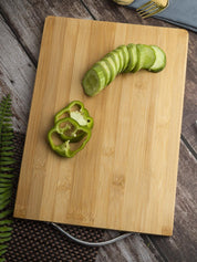 Chopping Board, with Metal Handle, Wooden Finish, Natural Wood Colour, Bamboo - MARKET 99