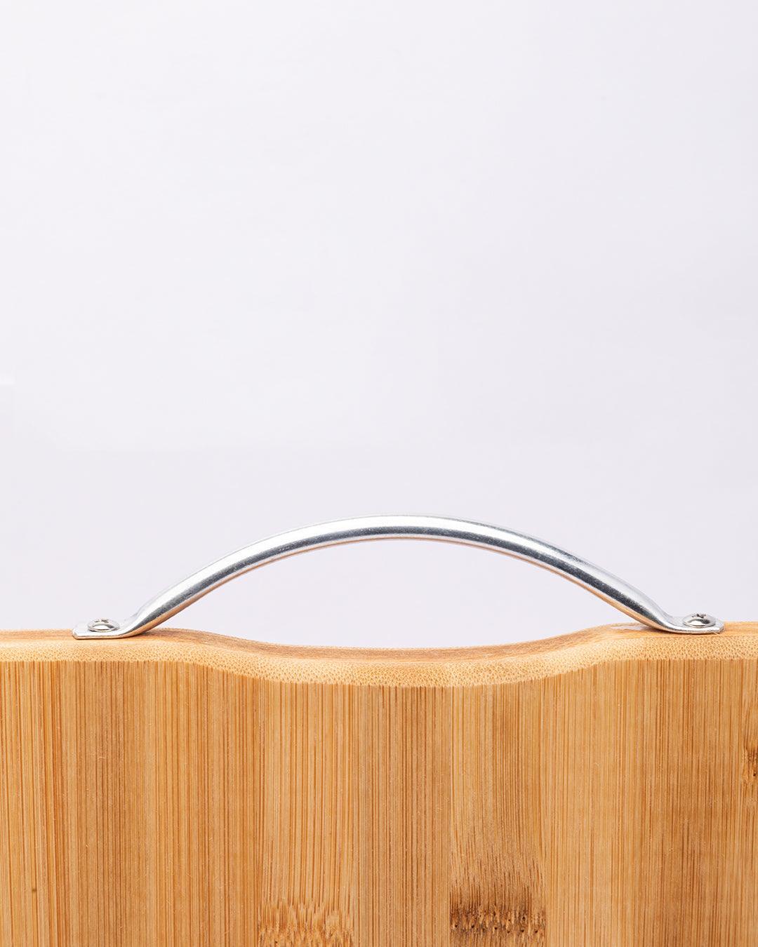 Chopping Board, with Metal Handle, Wooden Finish, Natural Wood Colour, Bamboo - MARKET 99