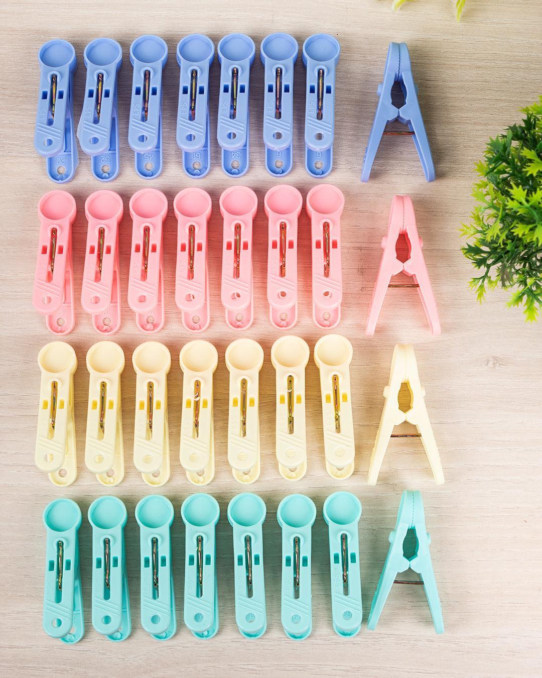 Cloth Clips, Multicolour, Plastic, Set of 32 - MARKET 99