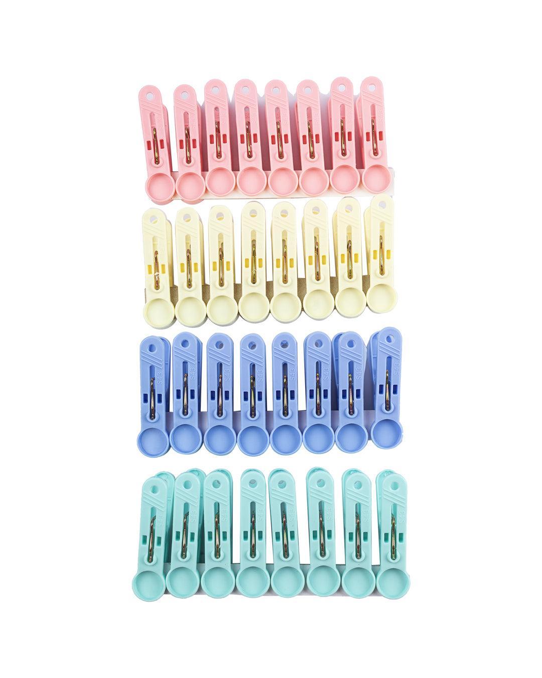 Cloth Clips, Multicolour, Plastic, Set of 32 - MARKET 99