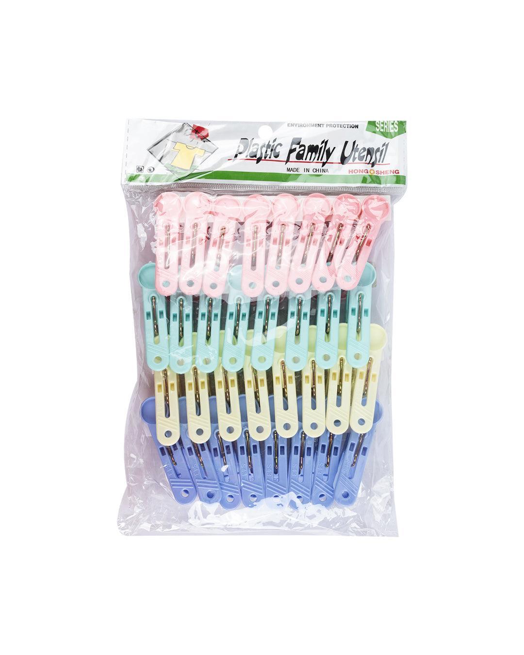 Cloth Clips, Multicolour, Plastic, Set of 32 - MARKET 99