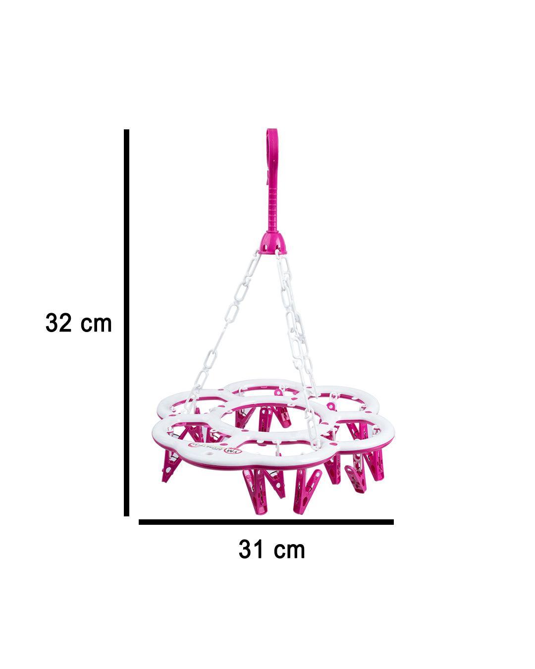 Cloth Hanger, Pegs, Pink, Plastic, Set of 18 - MARKET 99