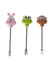 Colorful Plastic Fruit Forks with Adorable Animal Faces - Pack of 7 - MARKET 99