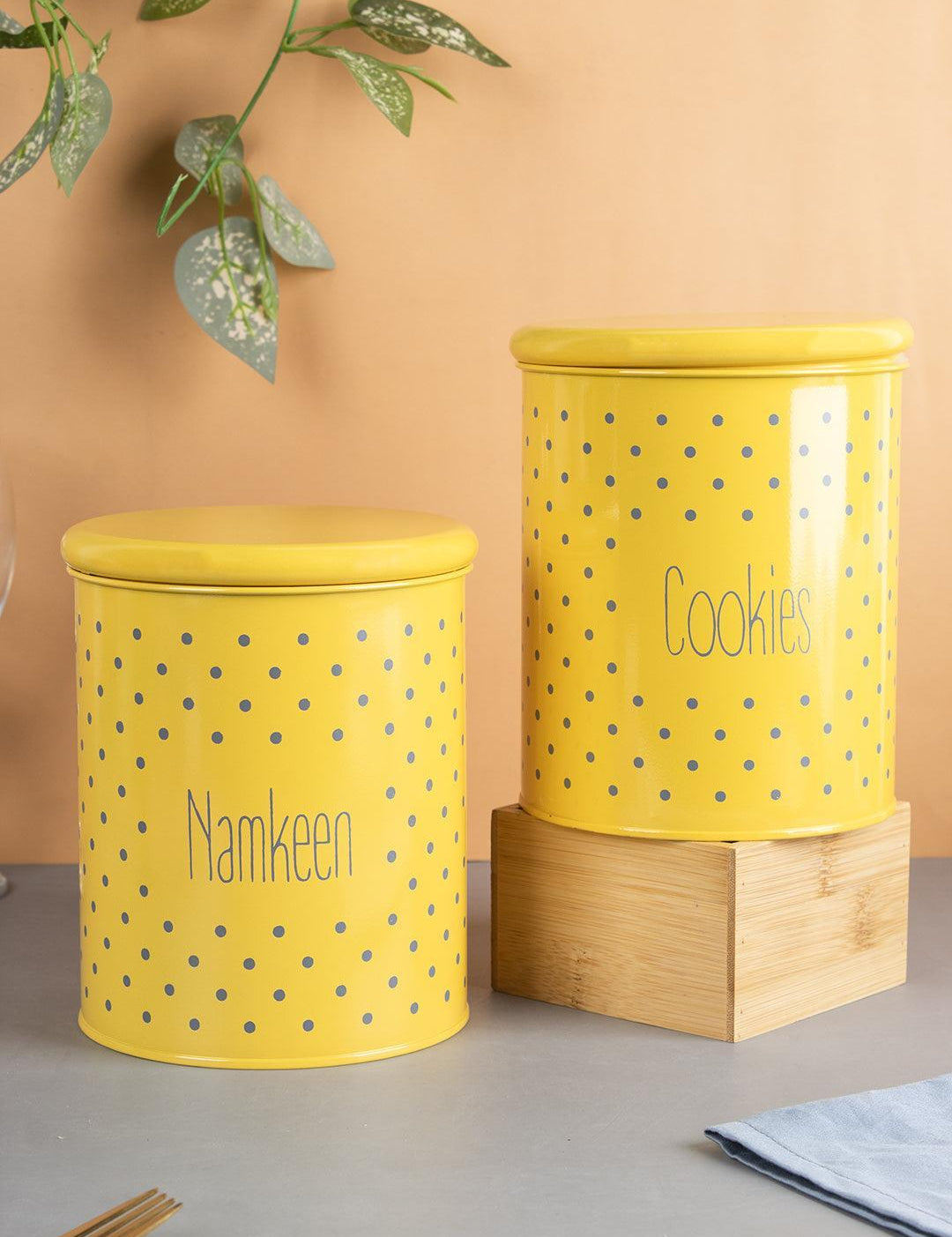 Cookie & Namkeen Jar Set Of 2 ( Yellow, Each 1700 Ml ) - MARKET 99