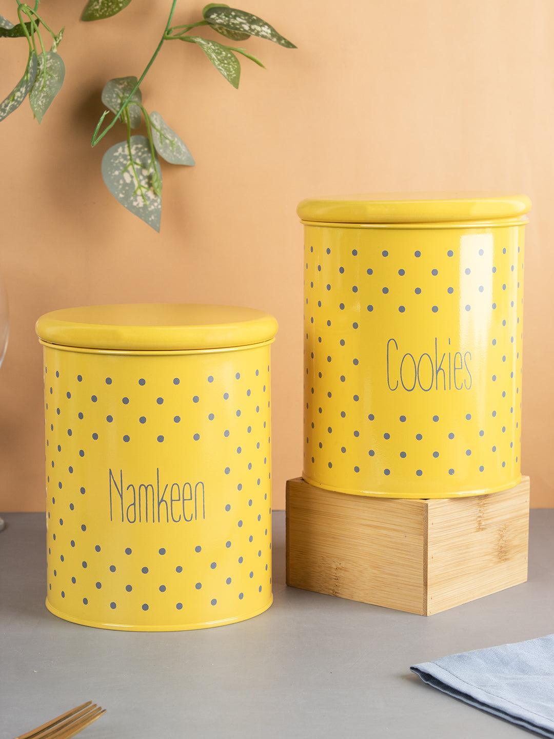 Cookie & Namkeen Jar Set Of 2 ( Yellow, Each 1700 Ml ) - MARKET 99