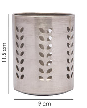 Cutlery Holder, Leaf Punch Design, Silver, Stainless Steel, Set of 2 - MARKET 99
