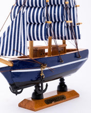 Decorative Boat, Handcrafted Wood, For Home & Office Décor, Antique Finish, Blue, Wood - MARKET 99