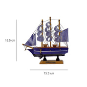 Decorative Boat, Handcrafted Wood, For Home & Office Décor, Antique Finish, Blue, Wood - MARKET 99