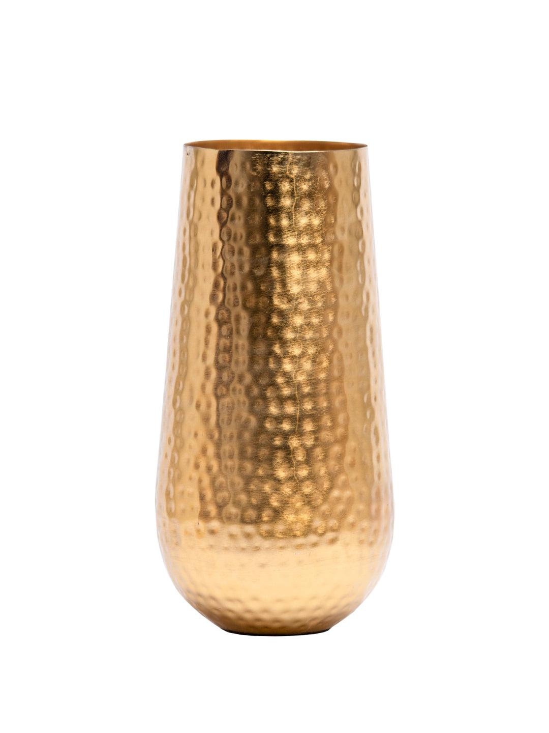 Decorative Golden Hammered Vase - Cylinder Shape - MARKET 99