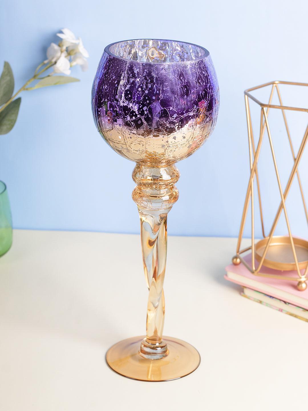 Decorative Purple Tined Glass Candlestick Holders - MARKET 99