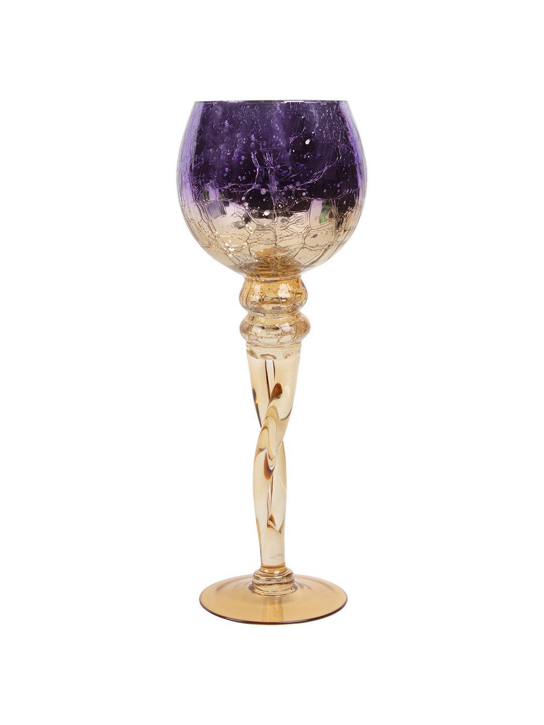 Decorative Purple Tined Glass Candlestick Holders - MARKET 99