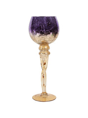 Decorative Purple Tined Glass Candlestick Holders - MARKET 99