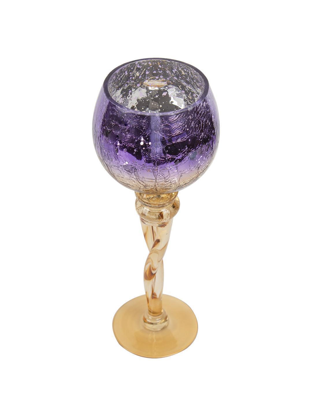 Decorative Purple Tined Glass Candlestick Holders - MARKET 99