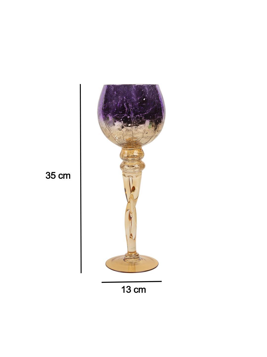Decorative Purple Tined Glass Candlestick Holders - MARKET 99