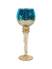 Decorative Skyblue Tined Glass Candlestick Holder - MARKET 99