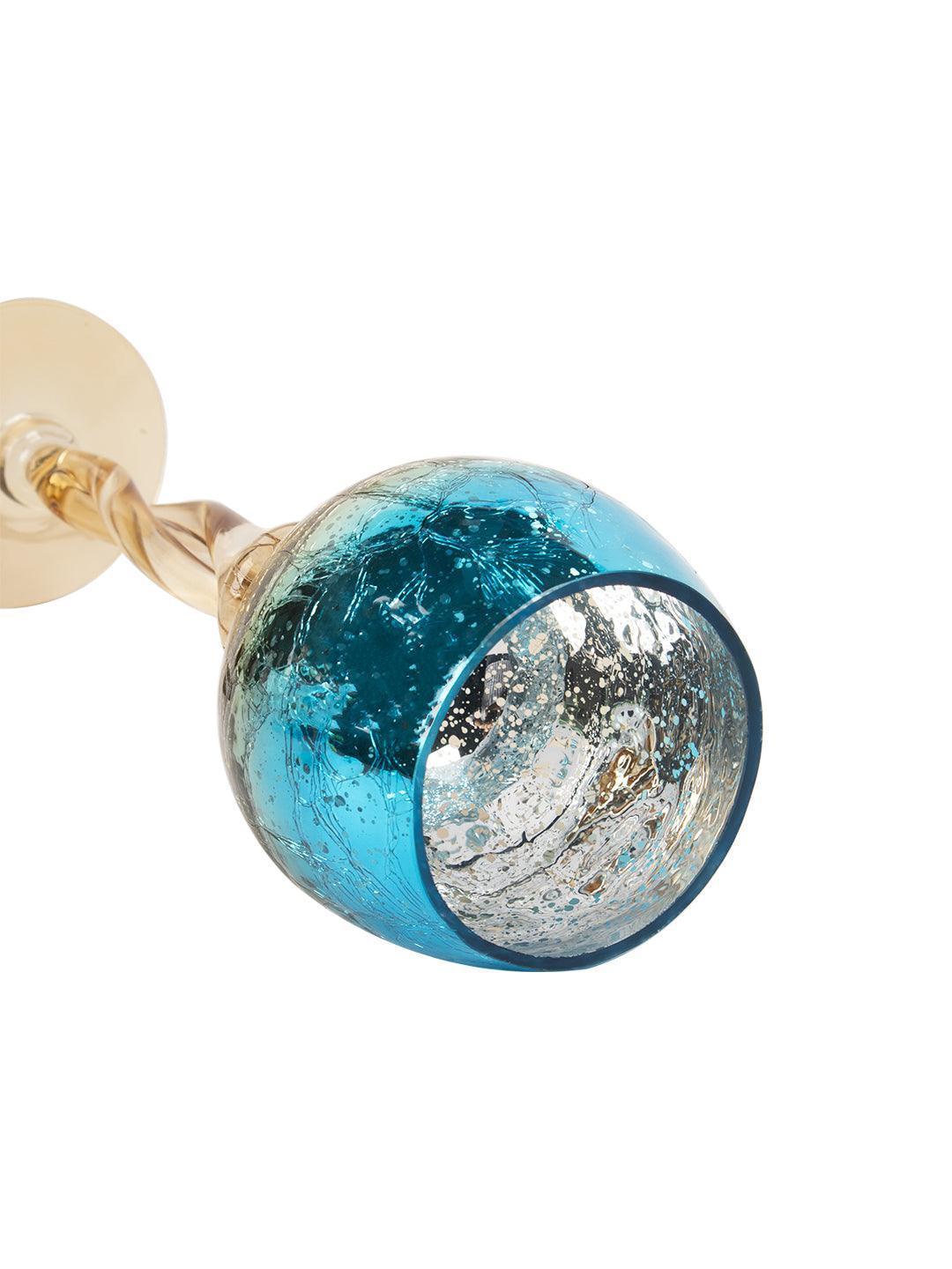 Decorative Skyblue Tined Glass Candlestick Holder - MARKET 99
