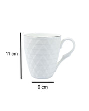 Diamond Textured Ceramic Coffee Mug With Golden Ring Corner (Cream White, 330 mL) - MARKET 99