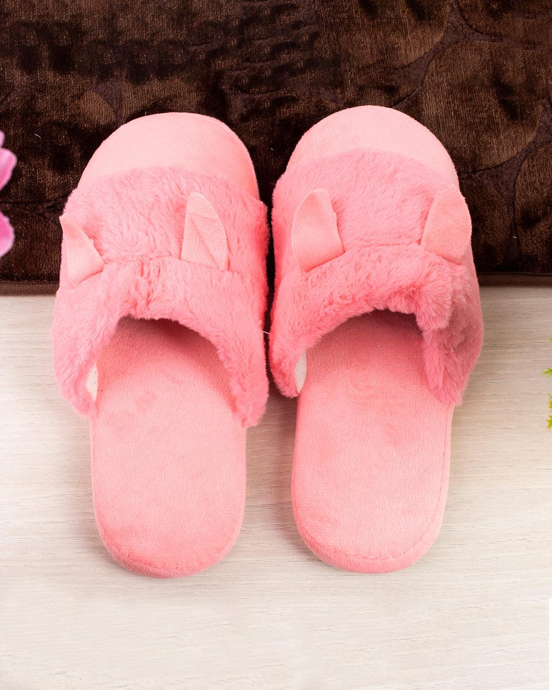 Donati Bedroom Fluffy Slippers, Pink, Polyester