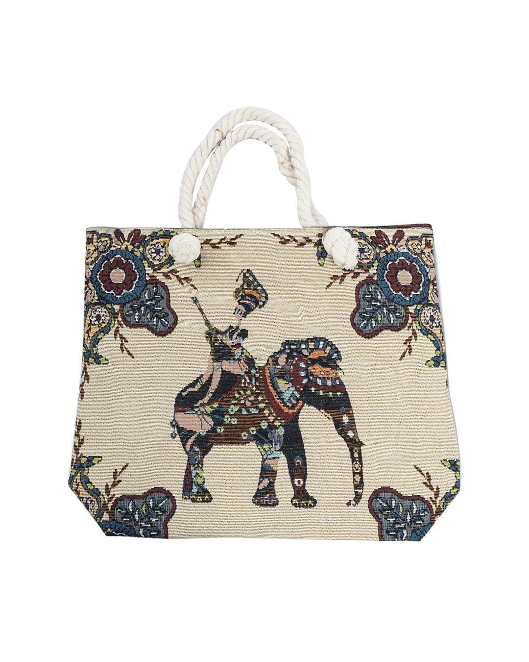 Donati Tote Bag, Elephant Print, Multicolour, Cotton - MARKET 99