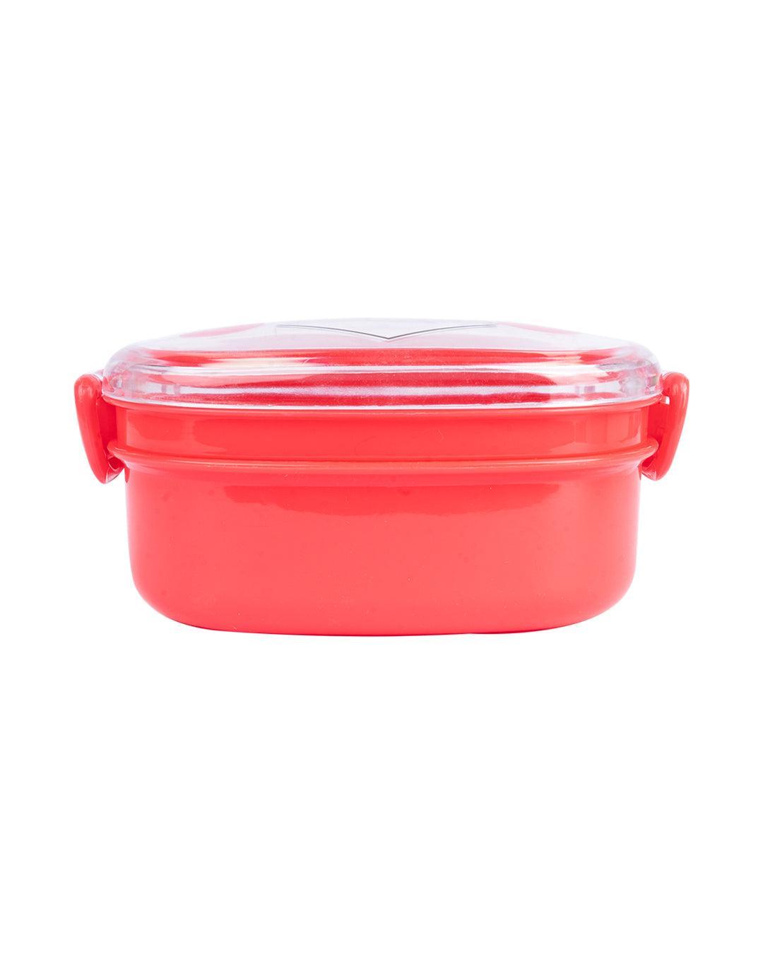 Double Layer Frog Shape Lunch Box for Kids With Spoon, Red, Plastic - MARKET 99