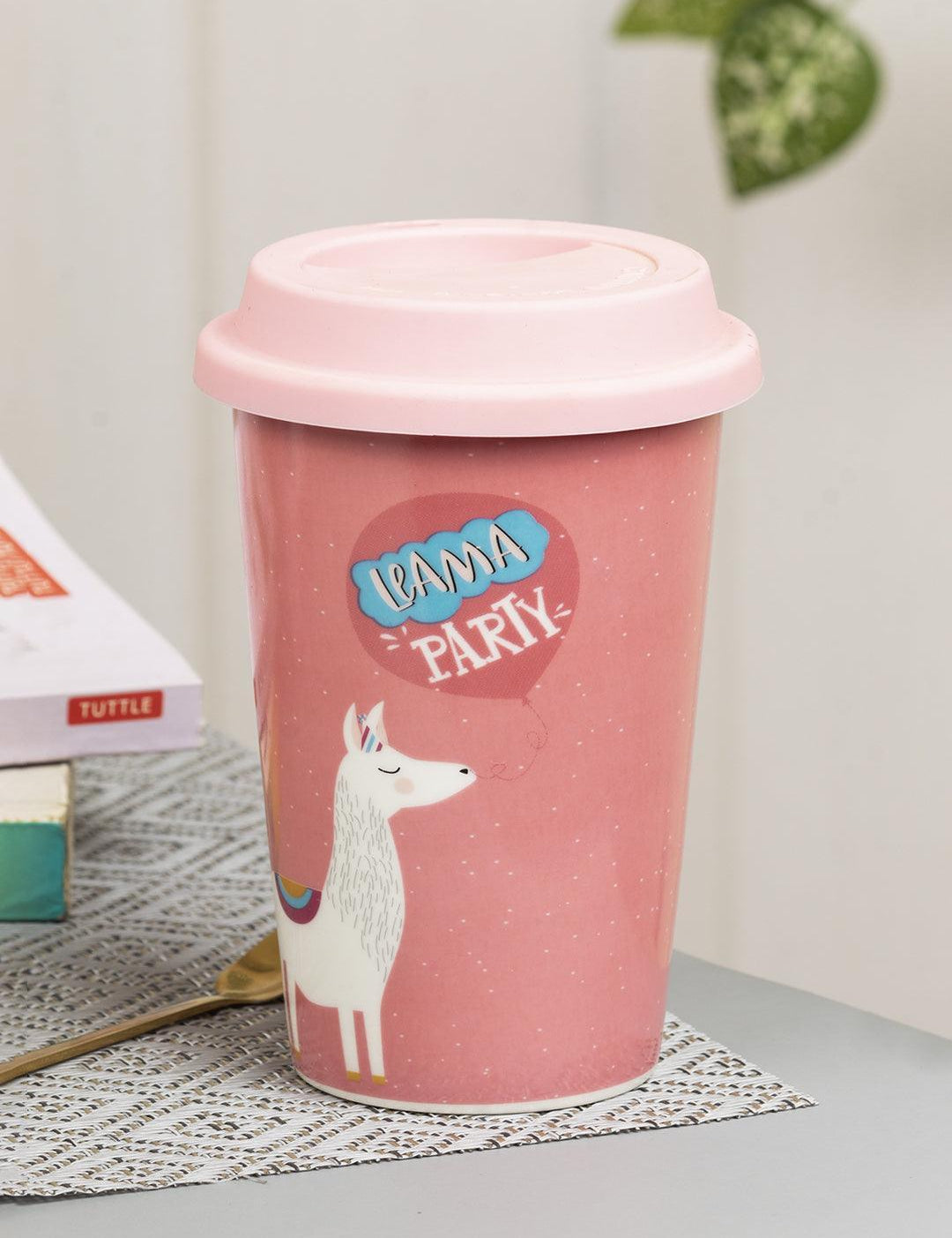 Double Wall Ceramic Travel Mug With Lid (400 mL) - MARKET 99