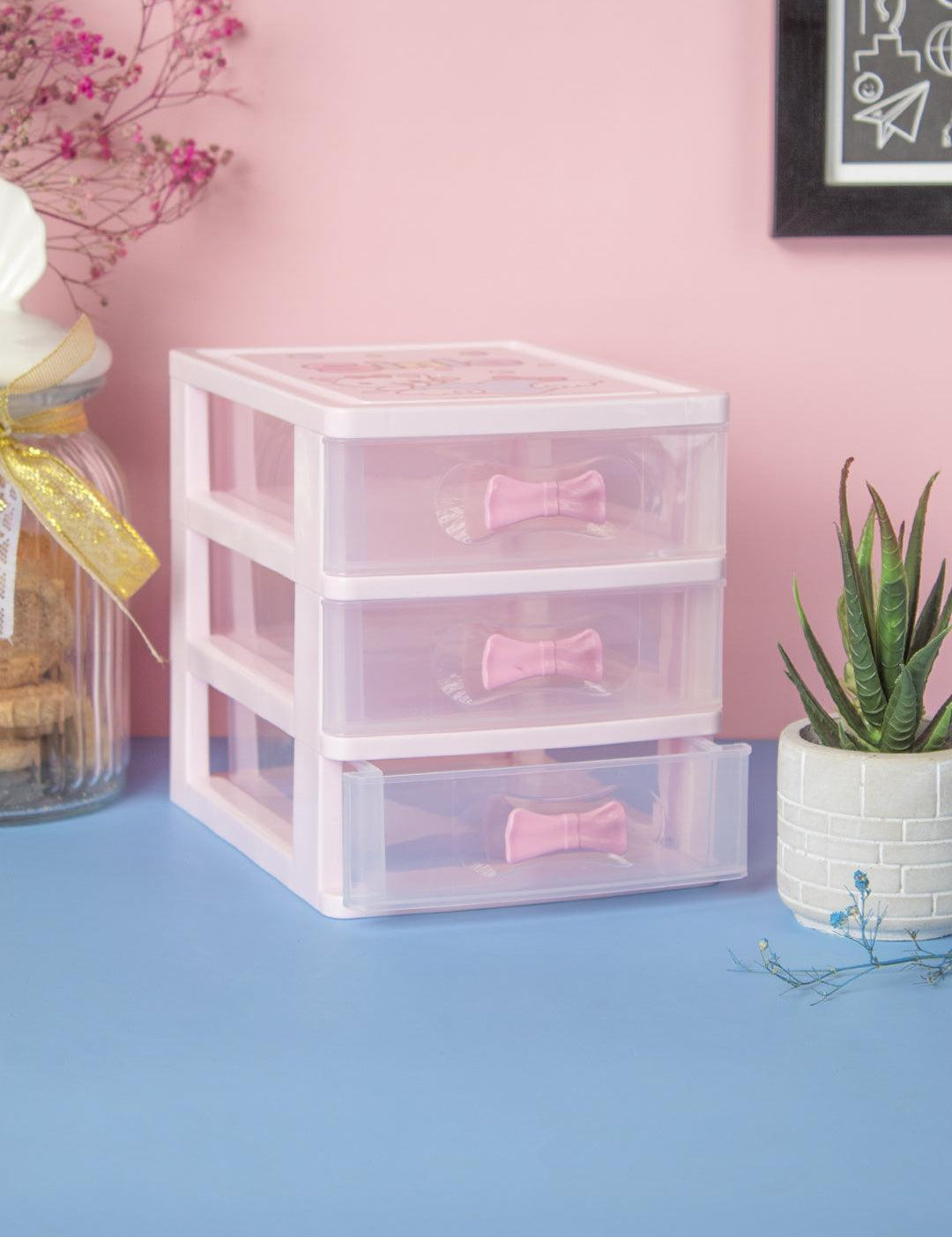 Drawer, Modern Design, 3 Layer Drawer, Pink, Plastic - MARKET 99